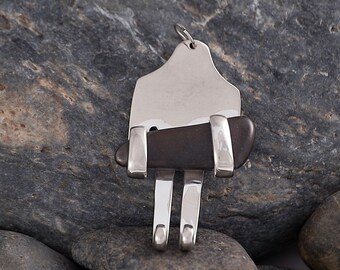 Silverware Fork and Tumbled Glass Pendant SP046