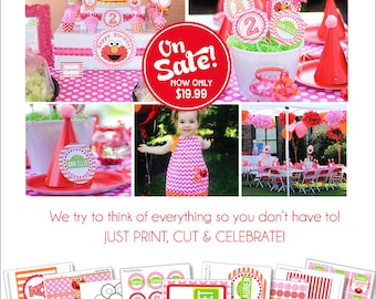 Elmo Birthday Party Decorations | Elmo Girl Party Decorations | Elmo Birthday Banner Printable | Elmo 1st Birthday | Amanda's Parties To Go