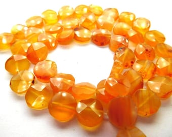 Carnelian Faceted Coin Beads Carnelian Beads Loose Gemstone Beads Faceted Beads 6-9Mm Beads 13" Bdk-Ad18