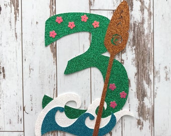 Moana Goddess Te Fiti inspired Number 3 - Glitter Die Cut/Party Decoration/ Embellishment/Cake Topper
