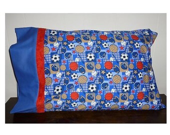 Pillowcase,Sports-Baseball,Soccer,Football,Etc, Standard Size, 20 x 30, Cotton