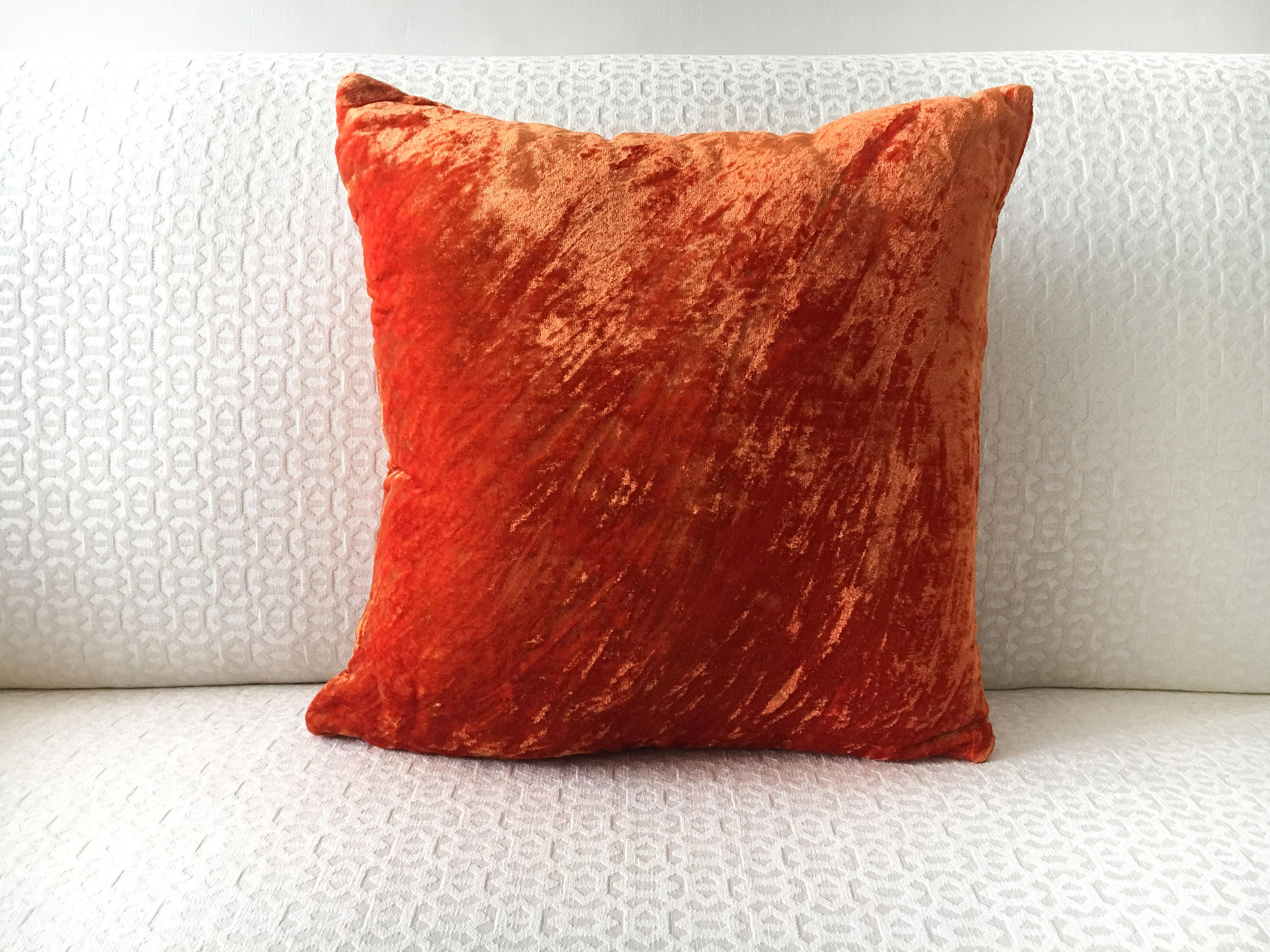 Burnt Orange Velvet Pillow Cover 20x20 throw pillow 18x18