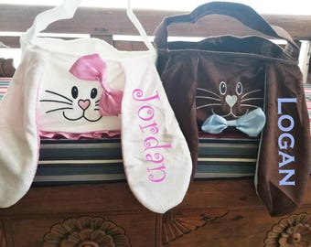 Easter Basket, Monogrammed Easter Basket, Personalized Easter Basket, Kids Easter Basket, Bunny Ears Basket, Bunny Ears Easter Basket- EB01
