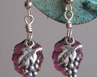 Unique Sterling Grapes Amethyst Earrings