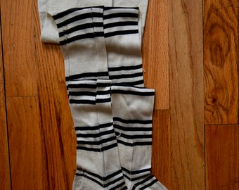Rare Vintage 1920s Stockings Art Deco Striped Black & White Edwardian 20s 30s