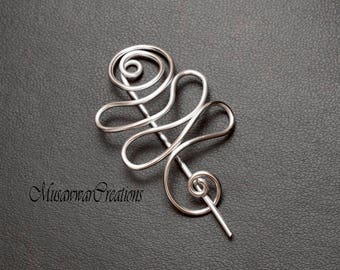 Silver shawl pin,silver wire scarf pin,silver wire sweater pin, scarf pin,shawl brooch,shawl pin