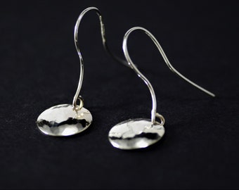 Dangle Earrings | drop earring | hammered | contemporary | minimal | simple sleek elegant | artisan | polished | circular | domed
