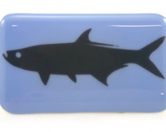 Tarpon fused glass belt buckle