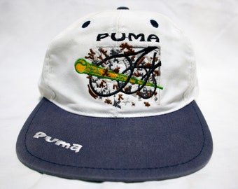 Selten!! Jahrgang 90er PUMA Hysteresen-Hut Mütze weißen Hut 1990er Jahren Puma Sportswear Cap Snapback verstellbar 6 Panel Papa Baseballkappe Logo bestickt