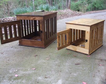 Dog Crate End Table, Wooden Dog Kennel, Indoor Wood Dog House