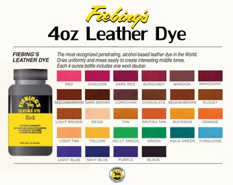 New Fiebing's Leather Dye w/ Applicator USA Made 28 COLORS 4 OZ Bottles