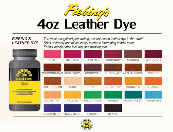 new fiebing s leather dye w applicator usa made 28 colors 4 oz fiebing s leather dye color chart