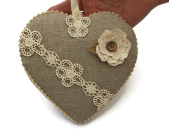 heart linen and lace with flower