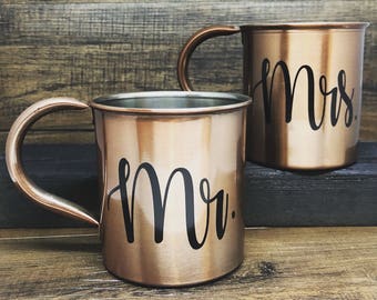 Mr. & Mrs. Copper Mug Set-wedding-love-mug set-