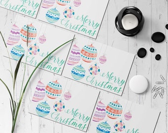 Printable Christmas Card Set. Watercolor Greeting Cards. Ornament Design. Printable Holiday Cards.