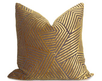 Sun Dial Pillow Cover - Gold - Cut Velvet - Geometric Pillow - Mid Century Modern Pillow - Decorative Pillow - Throw Pillow - Gold Pillow