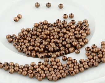 Spacer Beads, Copper Colored Small Round Beads -200-