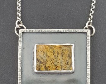 Dendritic Agate Necklace, agate necklace, sterling silver, brown silver black, agate with dendrites, dendrites, dendritic, michele grady