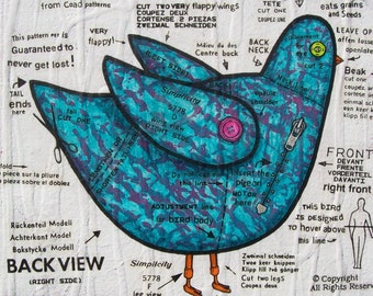 The Hovering Homing Pigeon - ORIGINAL mixed media art work by Bonnie Coad