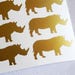 35 Rhino Stickers, Safari Party Favor, Gold Invitation Seals, Rhino Decal, Kids Nursery Wall Decal, Gold Rhino Labels, Rhinoceros Vinyl