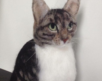Custom Made Needle Felted Tabby Cat Memorial Made to Order