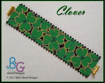CLOVER Peyote Cuff Bracelet Pattern