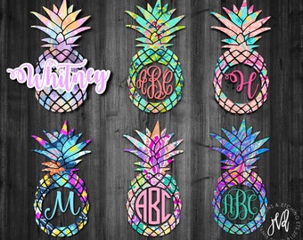 Pineapple Monogram Decal| Pineapple Monogram|Pineapple Decal| Pineapple Tumbler Decal|Pineapple Car Decal| Car Window Monogram