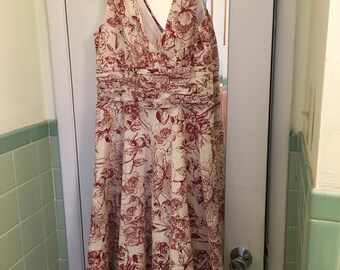 New Women's Burgundy Flower Sun Dress (Size 8)