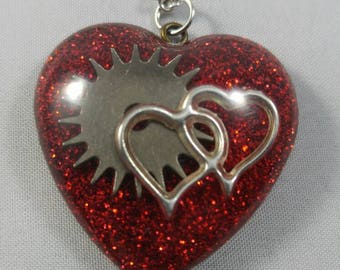 Steampunk Hearts and Gear Pendant