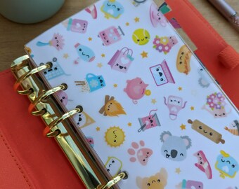 Cutie feliz estudio vitela/insertar/Filofax/anillos/Kawaii/Cute