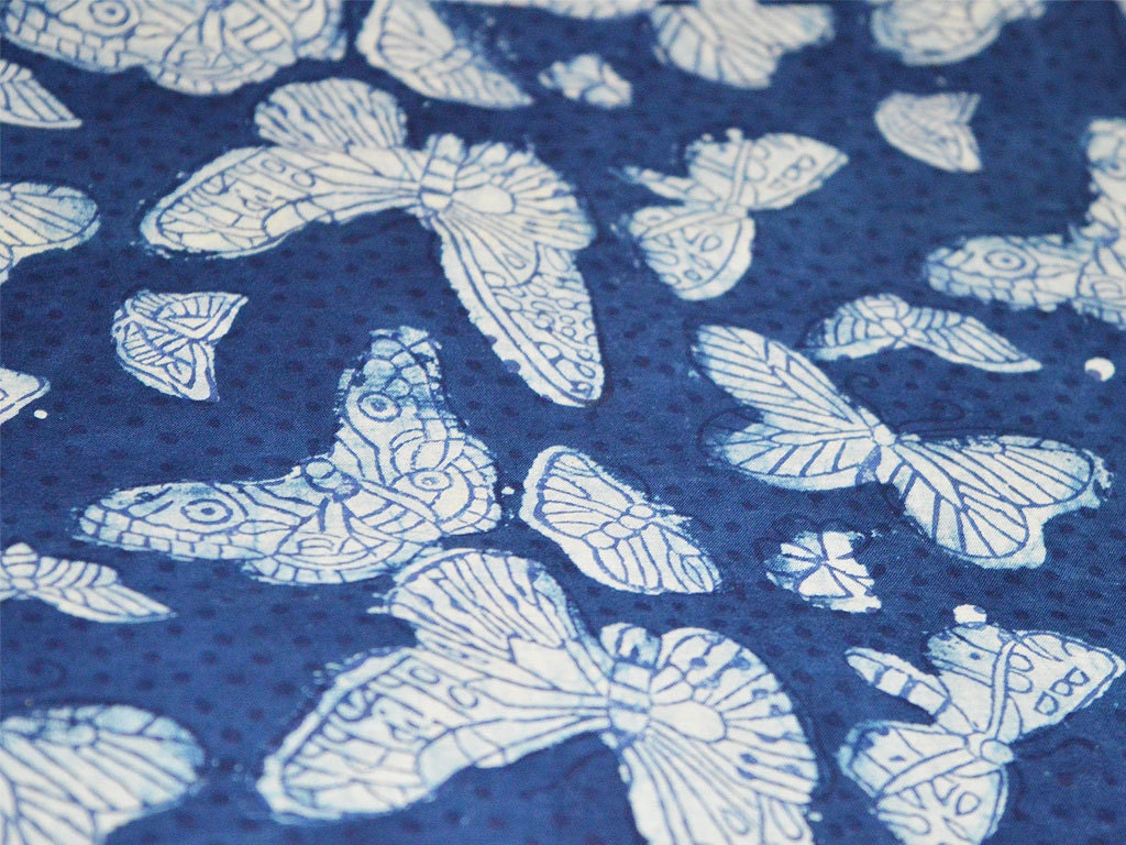 Indigo Blue Cotton Fabric Block Printed Indian Cotton Fabric
