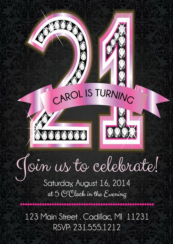 Get 21St Birthday Invitations PNG Free Invitation Template