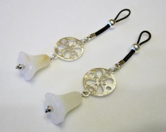 Non Piercing Silver Nipple Dangles with Agate, Body Jewellery, Sexy Jewellery