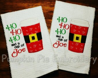 Ho Ho Ho and A Cup of Joe Hand Towels/SET OF TWO