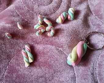 Flump Marshmallow Earrings and Keyrings! Cute Vintage Candy Jewellery!