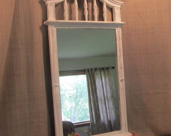 Ornate Wall Mirror, Large White Mirror, Entry Decor, Bathroom Mirror, Cottage Chic, French Country, Beach Cottage, White Distressed,