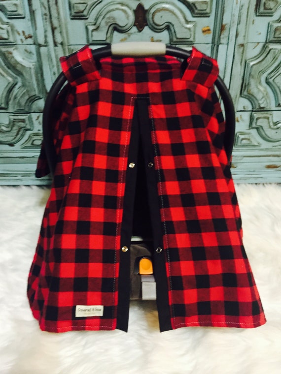 Car seat canopy red and black buffalo plaid car seat cover / Car seat canopy red and black buffalo plaid car seat cover /