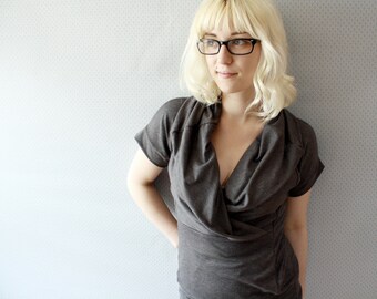 bamboo jersey cowl top / short sleeves / nursing top / breastfeeding shirt / made to order / by replicca / size S to XL