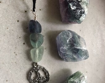 Fluorite Peace Dangle Necklace