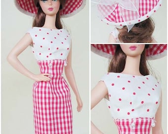 vintage Dress and Hat pattern PDF download for Silkstone barbie doll