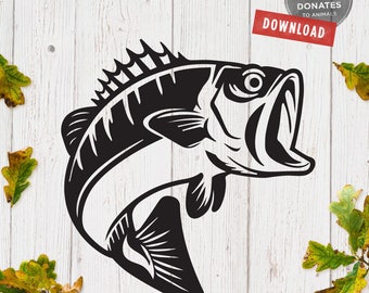 Fishing SVG | Bass Fish SVG | Sea Bass SVG | Bass Fish Cut File for Cricut | Fishing Clipart | Father's Day Svg Fish Clipart Fisherman Svg