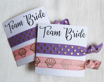 Team Bride Hair Ties, Elastic Hair Ties, Elastic Wrist Bands/Bracelets, Party Favors, Wedding Favors, Hair Tie Favors