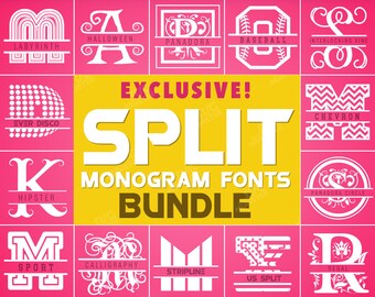 SPLIT LETTER SVG Monogram Font Bundle svg cricut fonts svg files monogram svg Split letters svg split font svg split sport font svg 136