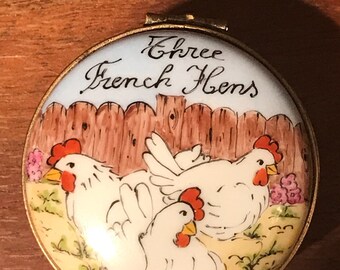 Three French Hens trinket box