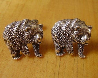 Sterling Silver Bear Cufflinks