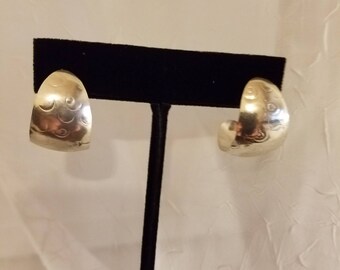 Silver 925 Wide Hoop Earrings