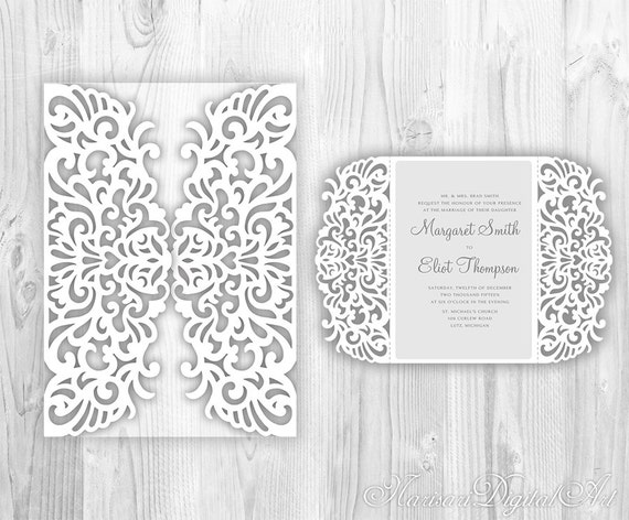 Download Intricate Wedding Invitation Laser Cut Pattern Card Template