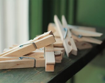 Natural Wooden Clothespins Set of 12-Regular Size | Scrapbooking, Stamping Photos, Hanging Wedding Decorations, Hanging Photos