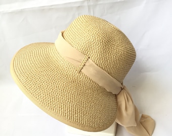 Adjustable Lady Straw Sun Hat 4inch brim