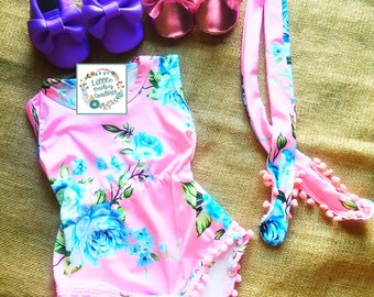 Pink Romper,Floral Romper,Baby girl romper,Lavender shoes,Pink shoes,Headband floral,Blue floral romper,Newborn romper baby